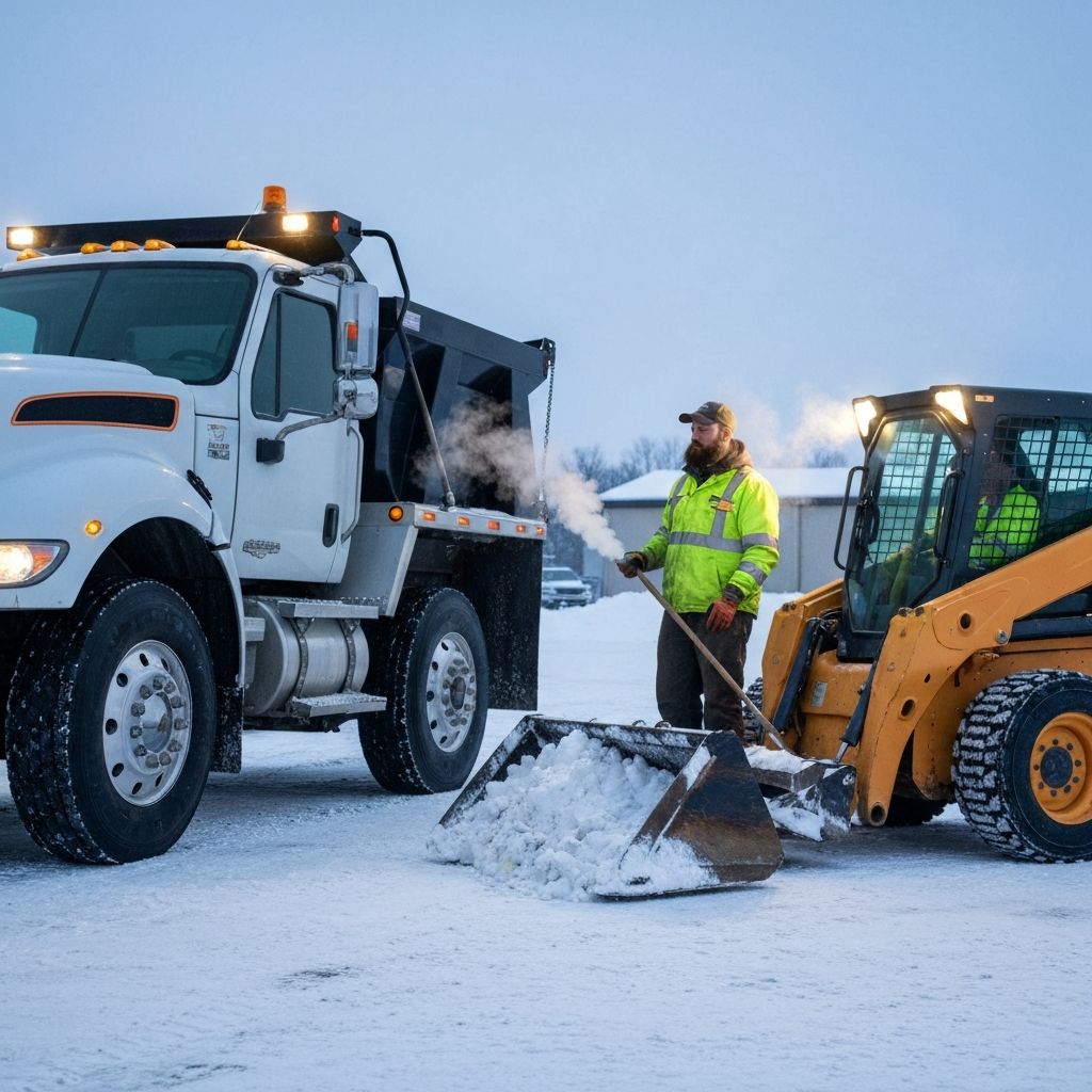Our crew operating snow removal equipment